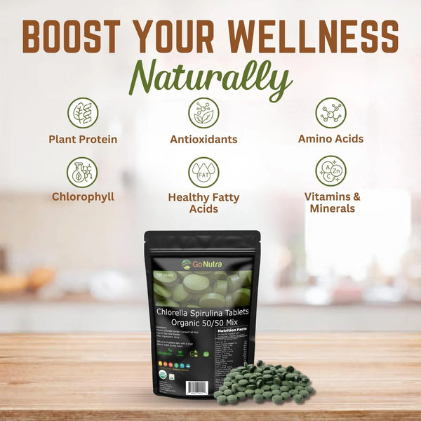 Tabletas Orgánicas De Clorella Y Espirulina Mezcla 50 50 500 - Imagen 2