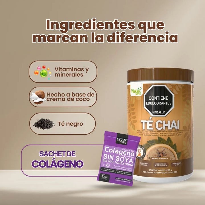 Combo Té Chai Vitaliah 1200g + Doypack Colágeno Vainilla - Imagen 3