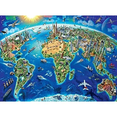 Rompecabezas 1000 Piezas Mapas Monumentos Del Mundo Chengqism Entretenimiento Educativo
