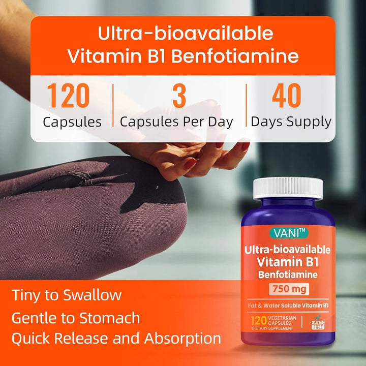 Benfotiamina 750 Mg Con Tiamina B1 Soluble En Agua Y Grasa E - Imagen 6