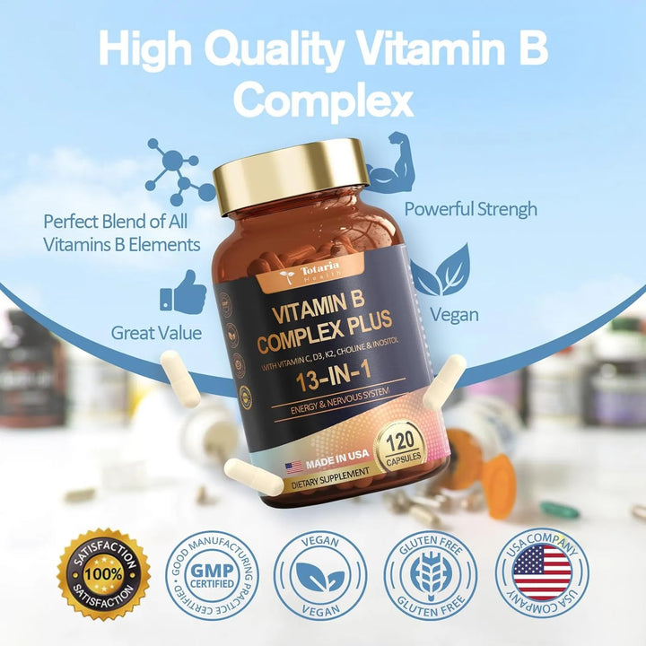 Complejo Vitamínico B 13 En 1 Con B1 B2 B3 B4 B5 B6 B7 B8 B9 - Imagen 5