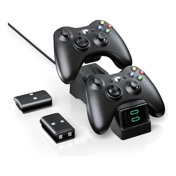 Cargador Dual Boffo Para Xbox 360 Con 2 Baterias Recargables Y Carga Rapida