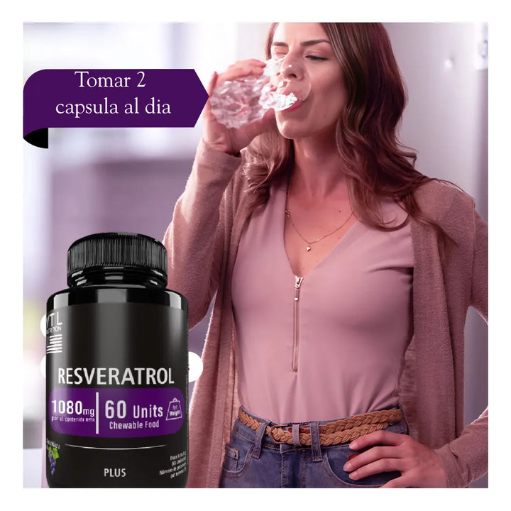 Resveratrol Puro Original 60 Capsulas Anti Envejecimiento Con Colageno Uva - Imagen 4