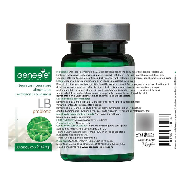 Cápsulas Probióticas Lactobacillus Bulgaricus 250 Mg Apoyo D - Imagen 2