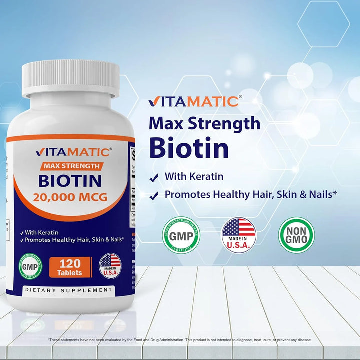 Biotina Alta Potencia 20000 Mcg Con Queratina 100 Mg 120 Tab - Imagen 2