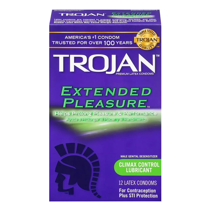 Caja Original 12 Condones Trojan Extended Pleasure Retarda - Imagen 5