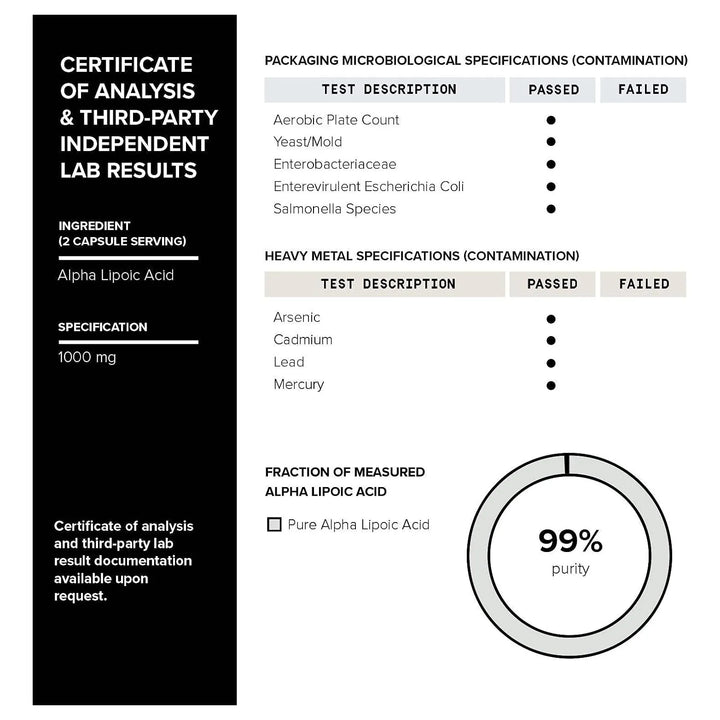 Cápsulas De Ácido Alfa Lipoico 1000 Mg Ultra Alta Pureza Est - Imagen 6