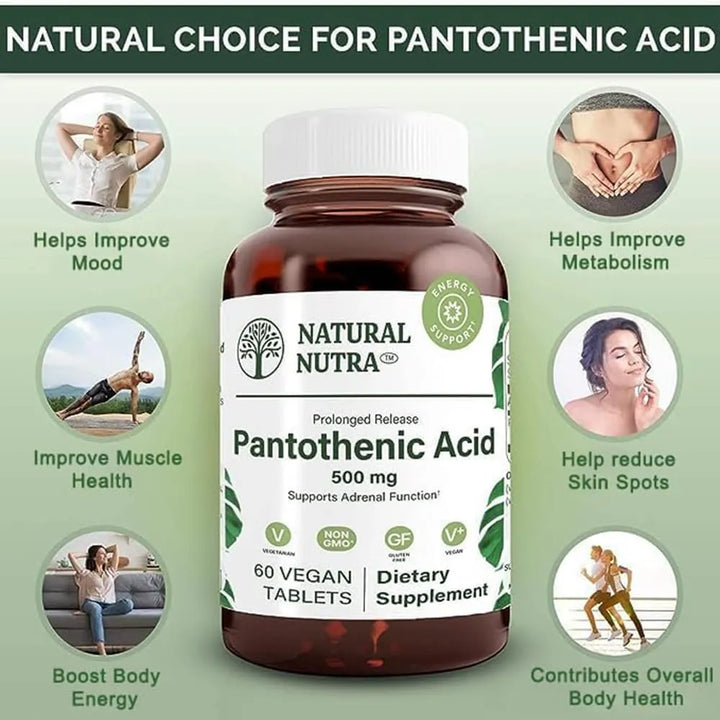 Ácido Pantoténico 500 Mg Liberación Prolongada Apoyo Suprarr - Imagen 3