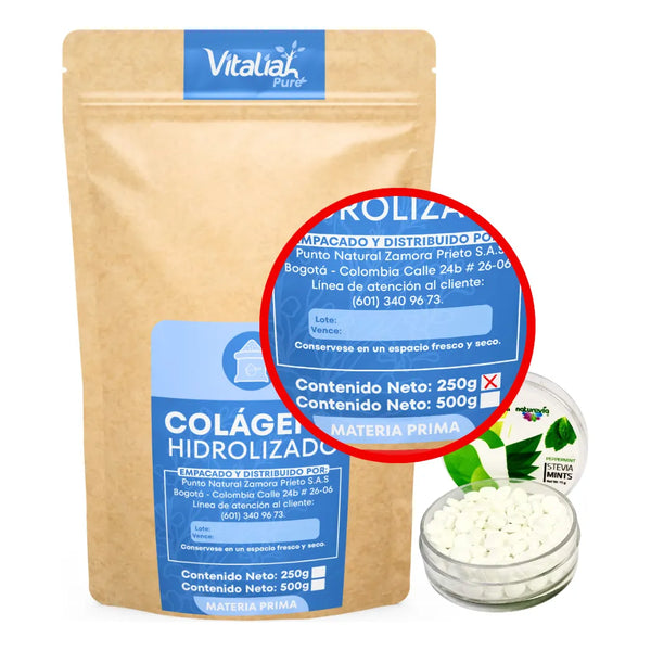 Colágeno Hidrolizado Puro Vitaliah 250g + Mentas Stevia - Imagen 1
