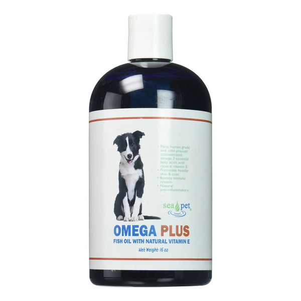 Aceite De Pescado Omega Plus Con Vitamina E Natural 16 Oz Para Mascotas