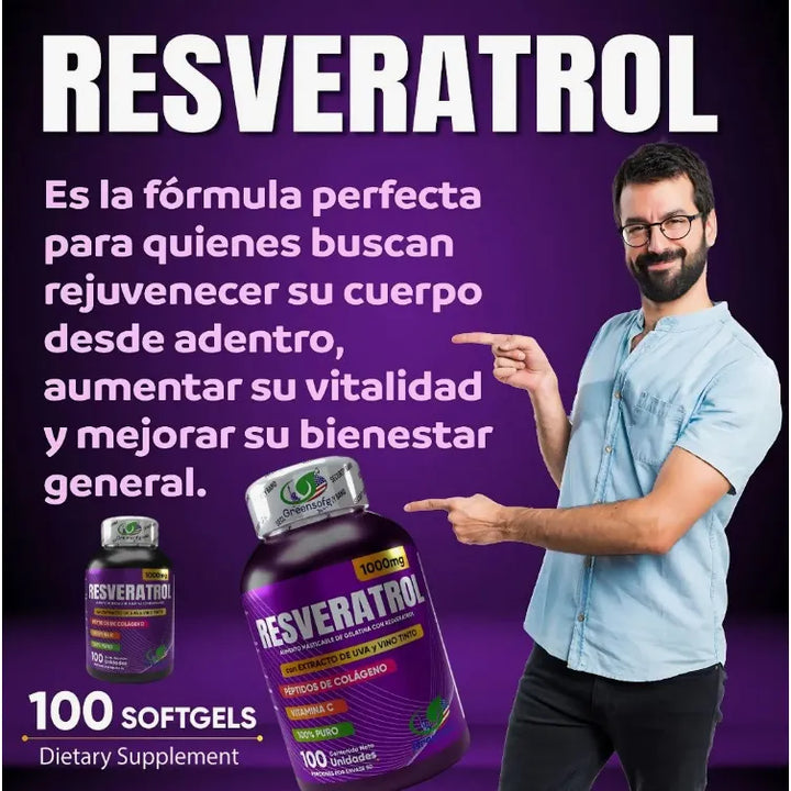 Resveratrol + Peptidos De Colageno Original Americano Sin Sabor - Imagen 4