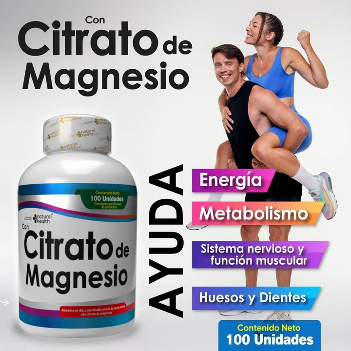 Citrato De Magnesio Alta Absorcion Combinado 100 Capsulas N/a - Imagen 2