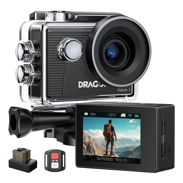 Cámara De Acción 4K Dragon Touch 20MP Impermeable Con Wifi Y Control Remoto