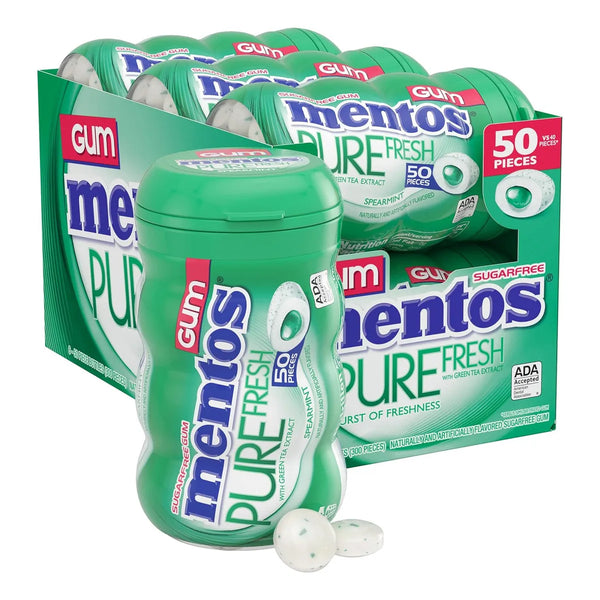 Mentos Goma De Mascar Pure Fresh Sin Azucar Sabor Menta 300G Frescura Duradera