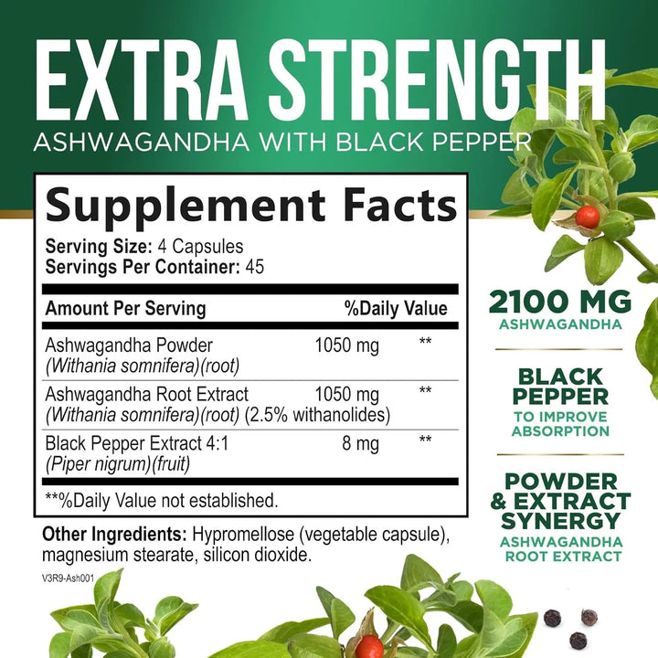 Ashwagandha Orgánica 1950 Mg Fuerte Apoyo Relajación Bioperi - Imagen 2