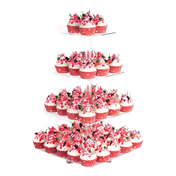 Soporte Cuadrado Para Cupcakes 4 Niveles Yest Baking Elegante Y Resistente