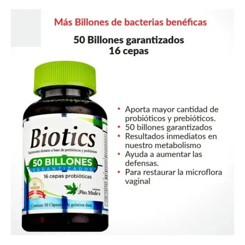 Biotics X30 Probio Fito Medics Sin Sabor - Imagen 2