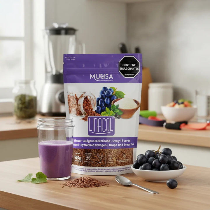 Linacol 500g En Polvo  Fibra + Colágeno Hidrolizado + Uva Y Té Verde | Bienestar Digestivo, Salud Ósea Y Vitalidad - Imagen 7