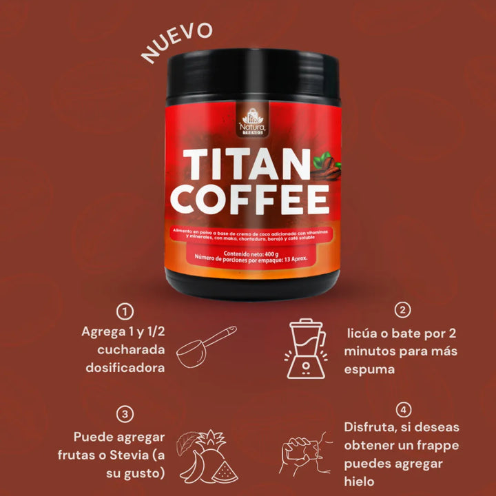 Titan Coffee Capuchinno Instantaneo Potenciador Libido Energia 400gr - Imagen 8