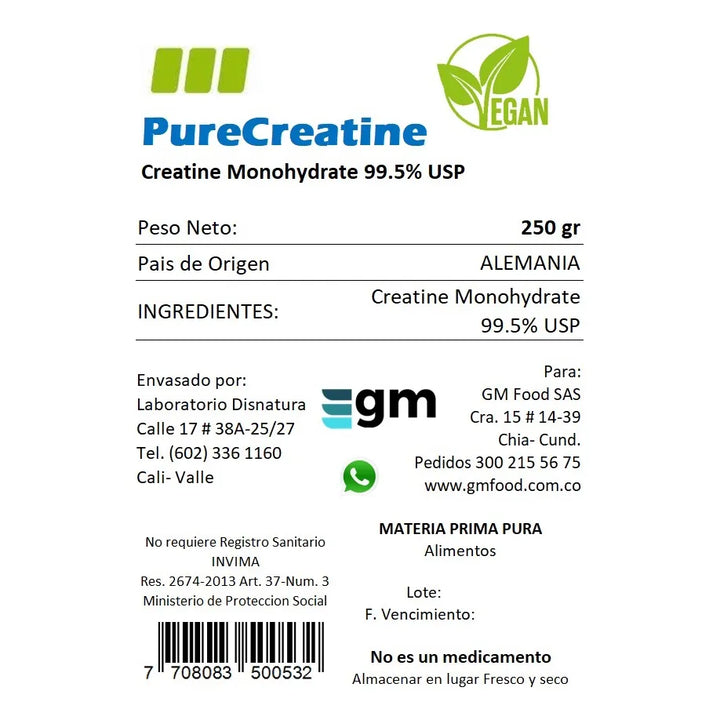 100% Creatine Monohydrate X 500 Sin Sabor - Imagen 2
