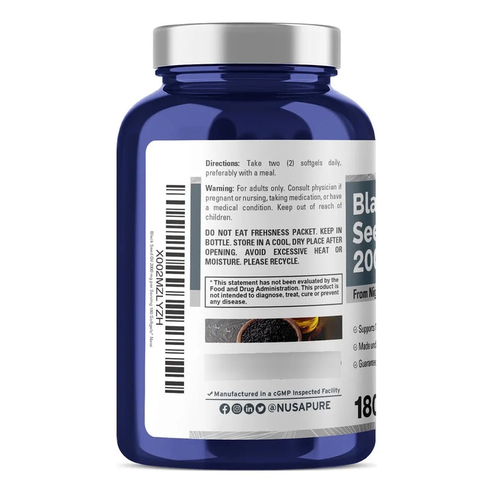 Aceite Semillas Negras 2000 Mg 180 Cápsulas Prensado En Frío - Imagen 3