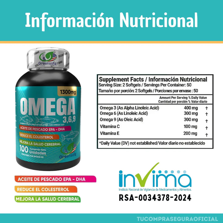 Omega 3, 6, 9  Epa Dha 1300 Mg Puro Original - Imagen 10
