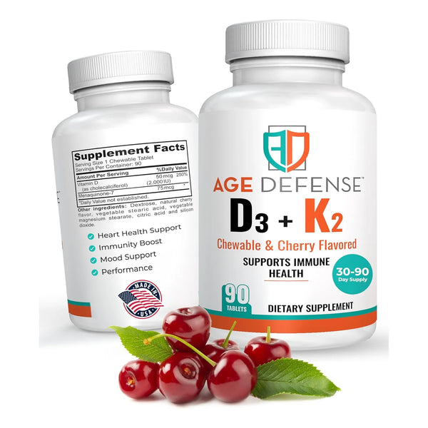 Vitamina D3 2000 Ui Tabletas Masticables K2-90 Sabor Cereza - Imagen 1
