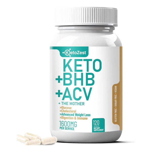 Cápsulas Keto Acv Bhb 1600 Mg Para Quema De Grasa Abdominal - Imagen 1