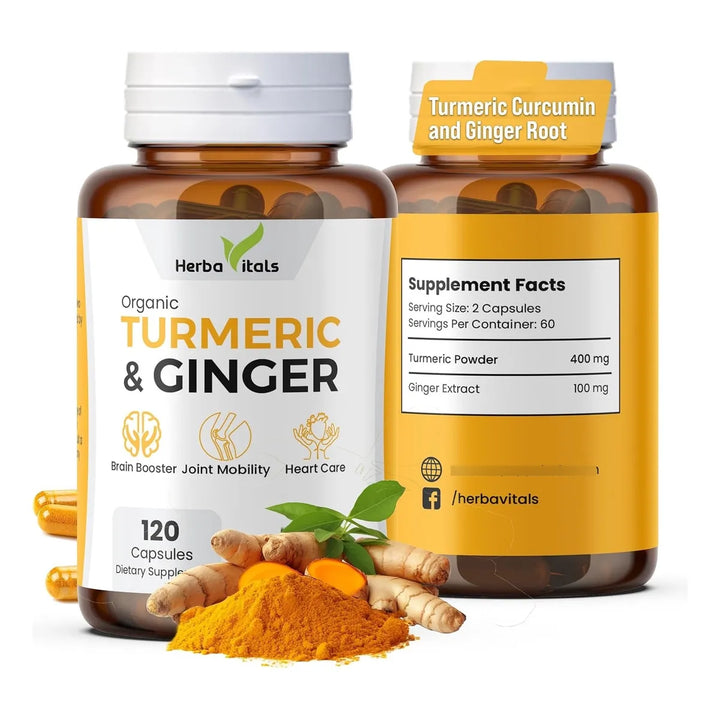 Cápsulas De Cúrcuma Y Jengibre 500 Mg 120 Unidades Curcumina - Imagen 8