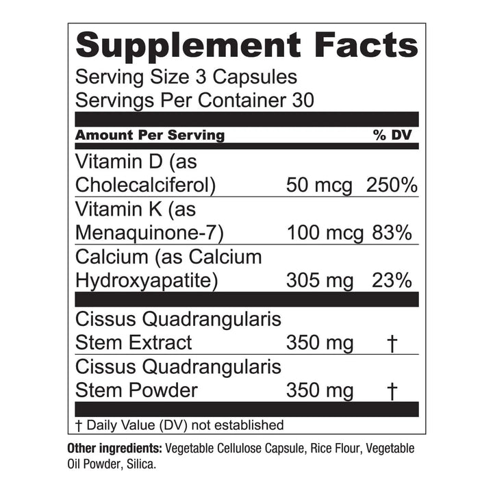 Refuerzo Óseo Con Calcio Vitamina D3 K2 Cissus Quadrangulari - Imagen 2