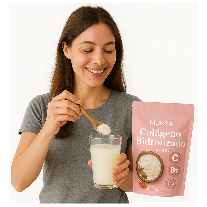 Colágeno Hidrolizado Munsa Con Vitamina C Biotina Calcio Y Prebióticos Suplemento Natural Para Piel Firme Cabello Radiante Y Articulaciones Fuertes - Imagen 4