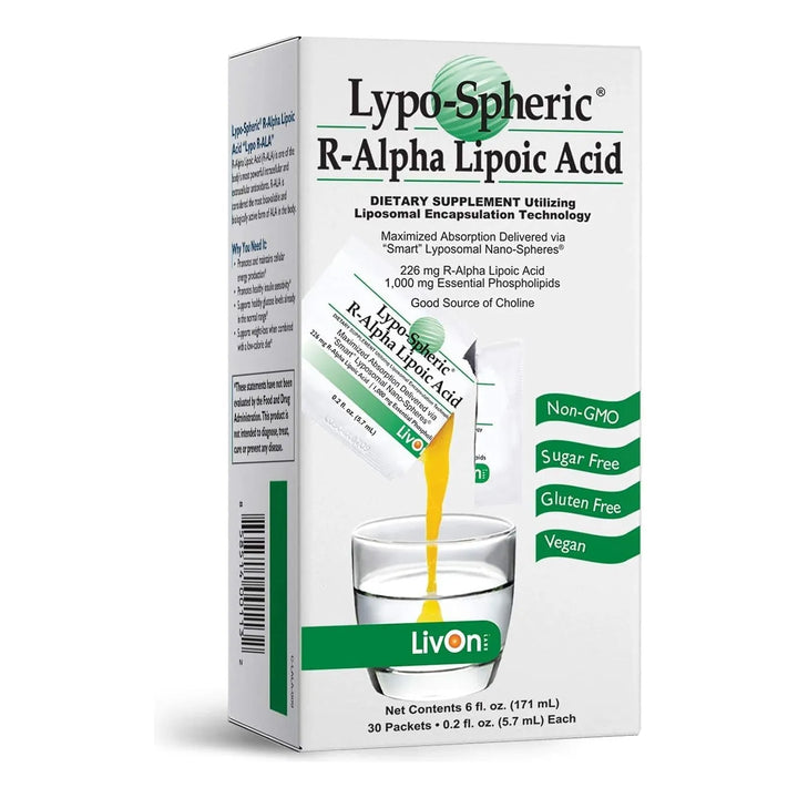 Ácido Lipoesférico R-alfa Lipoico 30 Paquetes 226 Mg Cada Un - Imagen 1