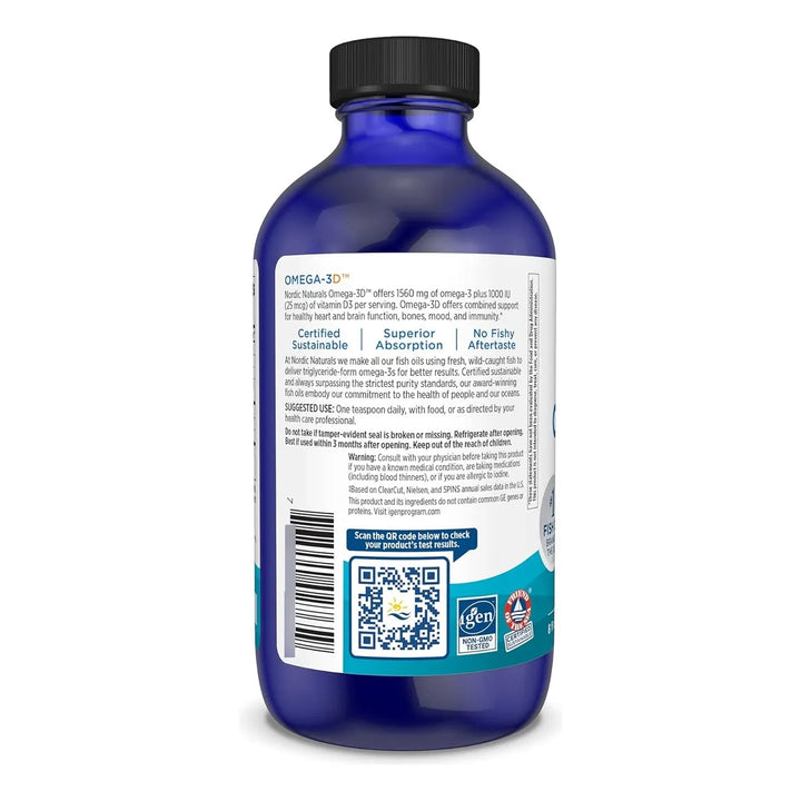 Aceite De Pescado Omega 3d Sabor Limón 240 Ml 1560 Mg Omega - Imagen 3
