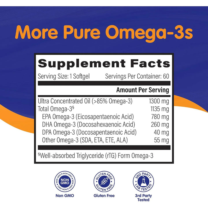 Aceite De Pescadoomega 3 1135 Mg Ultra Concentrado 60 Cap - Imagen 3