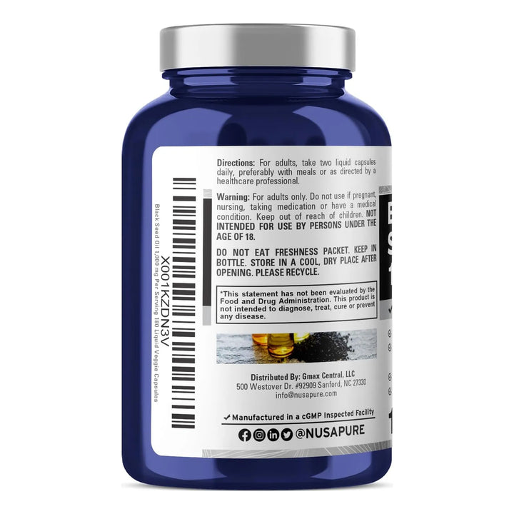 Aceite De Semilla Negra Virgen Prensado En Frío 1000 Mg 180 - Imagen 3