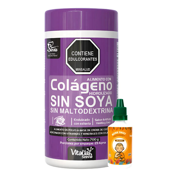 Kit Colágeno Hidrolizado Vitaliah Vainilla X1 + Endulzante Monk 30ml - Imagen 1