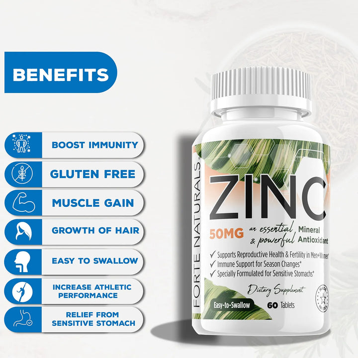Zinc 50 Mg Para Estómagos Sensibles 100 Tabletas Diarias Fác - Imagen 4