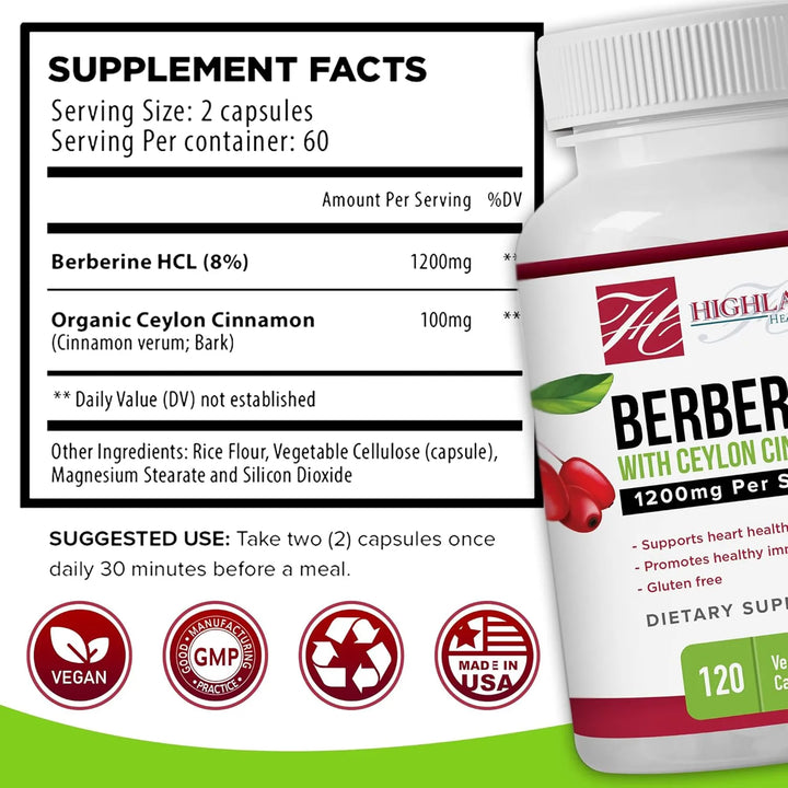 Berberina 1200 Mg Con Canela De Ceilán Para Controlar Azúcar - Imagen 2