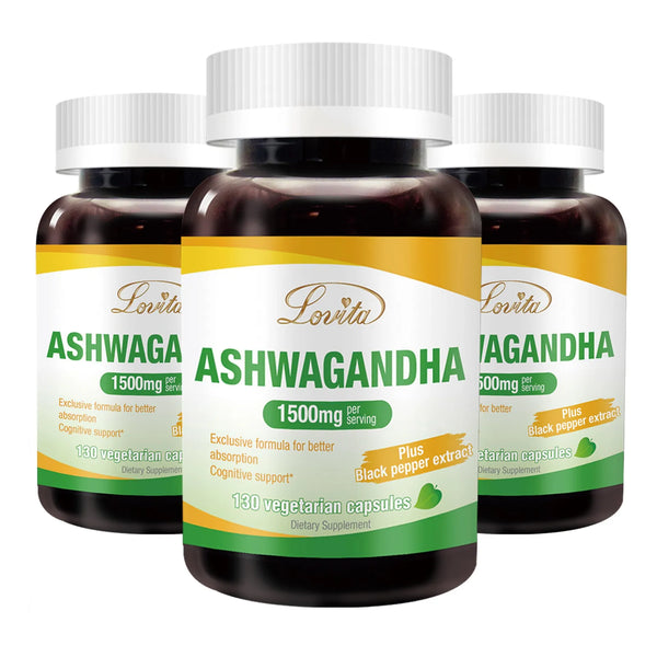 Ashwagandha KSM66 5 Withanolide 95 Piperina Alivio Estrés 130 Cápsulas X3