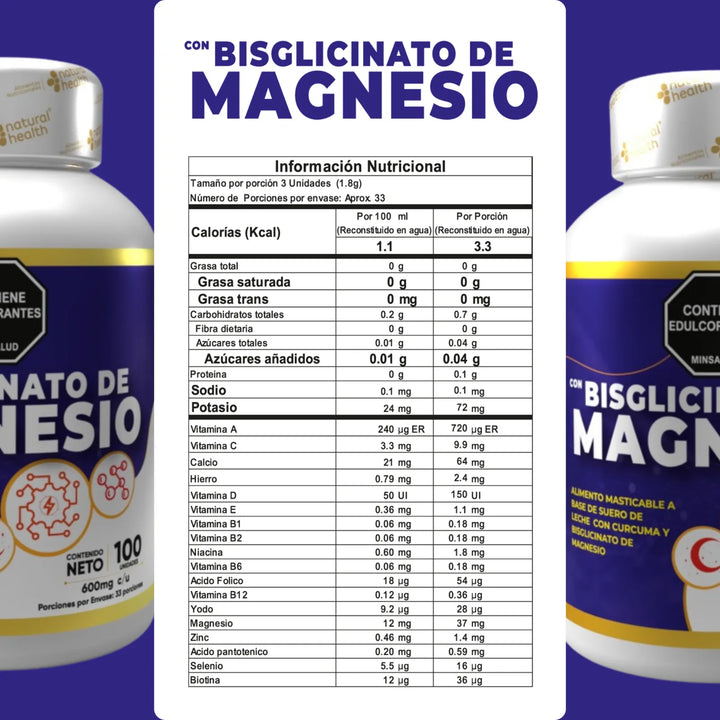Bisglicinato Magnesio Quelado Capsula Suplemento Natural Sin Sabor - Imagen 2