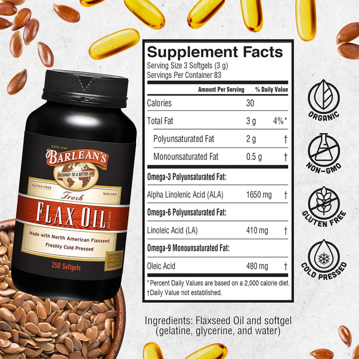 Aceite De Linaza 1650mg Ala Omega-3 Articulaciones 250 Cap - Imagen 6