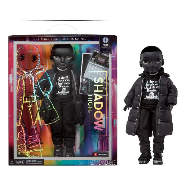 Muñeca Rainbow High Shadow High Rexx McQueen Negro Con Accesorios Y Articulaciones