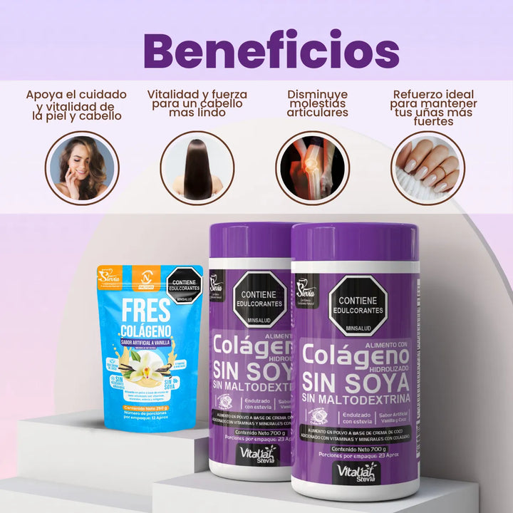 Kit Colágeno Hidrolizado Vitaliah Vainilla X2 + Doypack Vainilla Nf - Imagen 2