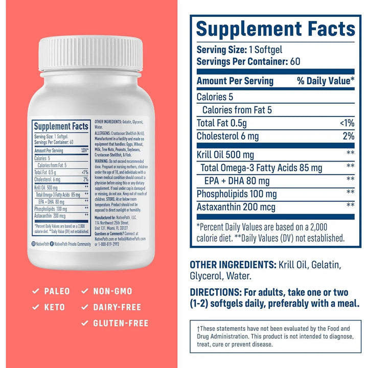 Aceite De Krill Antártico 500 Mg Cápsulas Blandas Omega 3 Ep - Imagen 2