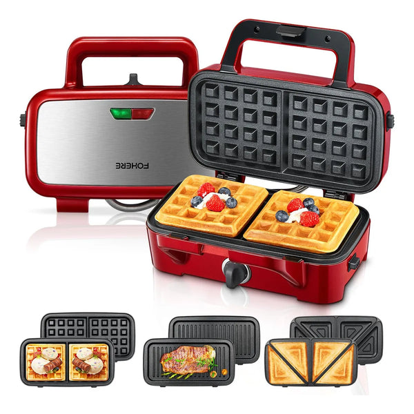 Waffle Maker 3 En 1 1200W Placas Desmontables Multifuncional
