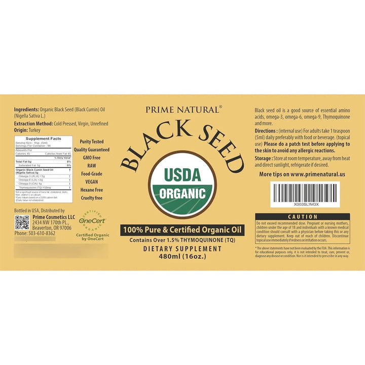 Aceite Orgánico De Semillas Negras 473 Mililitros Prensado E - Imagen 5