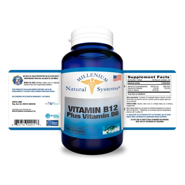Vitamina B12 + B6 X 100caps Mns - Imagen 2