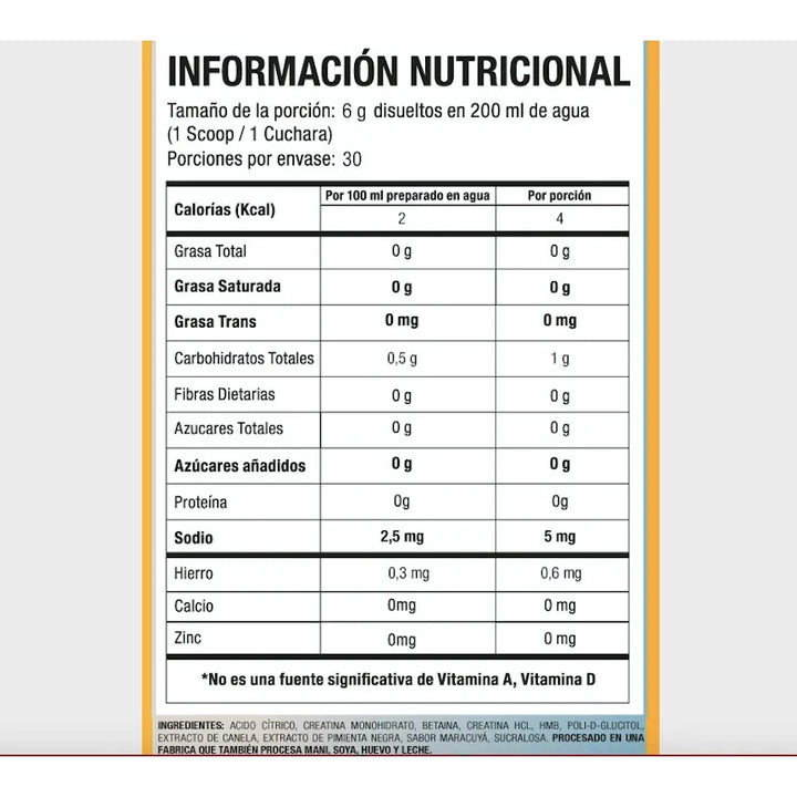 Creatina Hcl Hmb Invima Passion Fruit Maracuya - Imagen 2