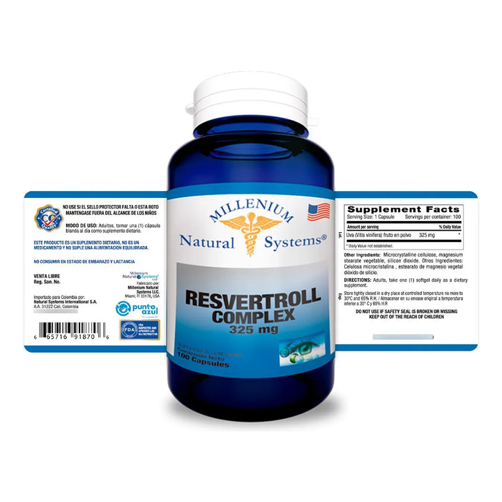 Resveratrol Complex 325mg X100 Sin Sabor - Imagen 2