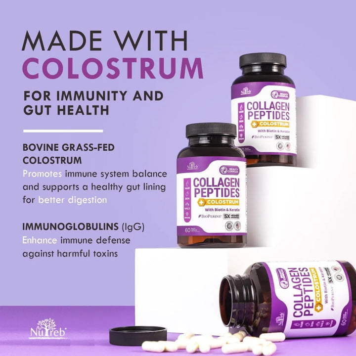 Cápsulas De Péptidos De Colágeno Con Calostro Biotina Y Quer - Imagen 4